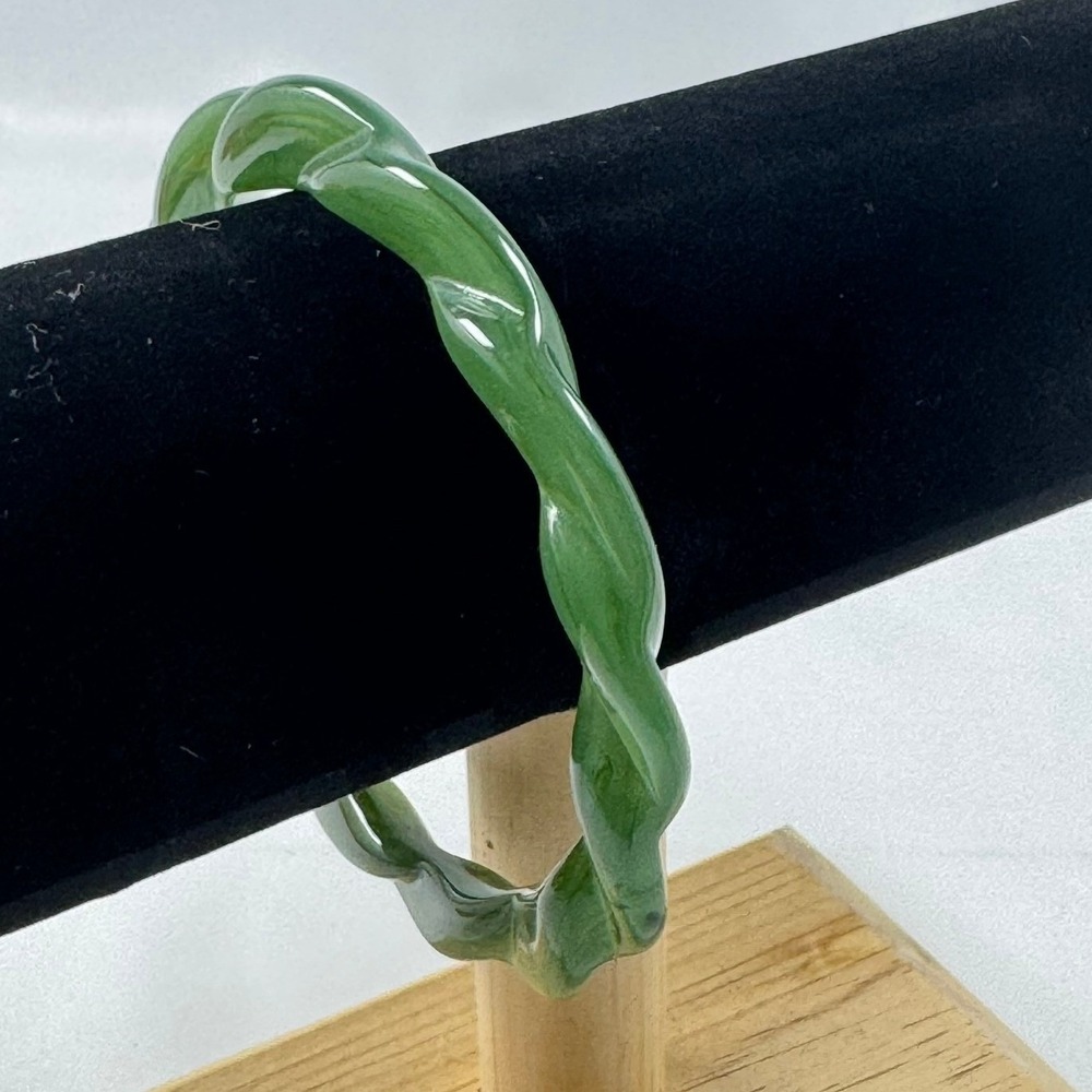 Vintage Green Twisted Rope Bangle Spacer Bracelet West Germany Avon 8in Stackabl